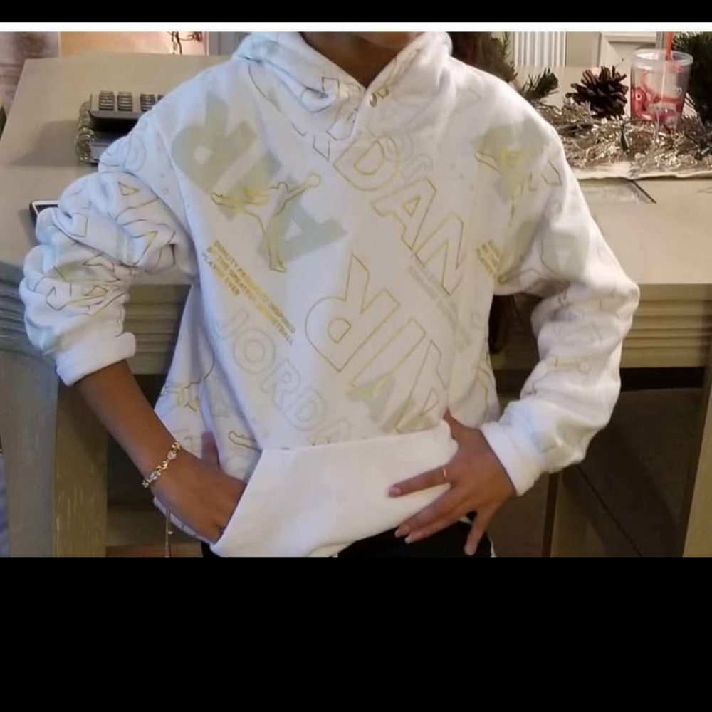 Jordan Kids Hoodie in White and Gold